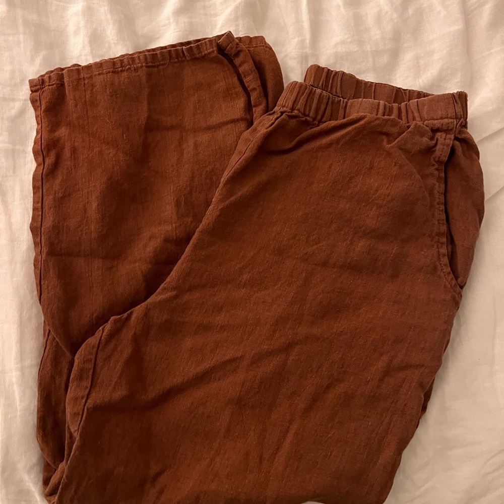 Flax crop wide leg pants S